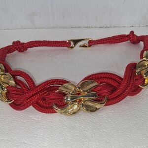 Motion East Braided Rope Belt Style # 9119 Womens Size M Red 100% Nylon READ